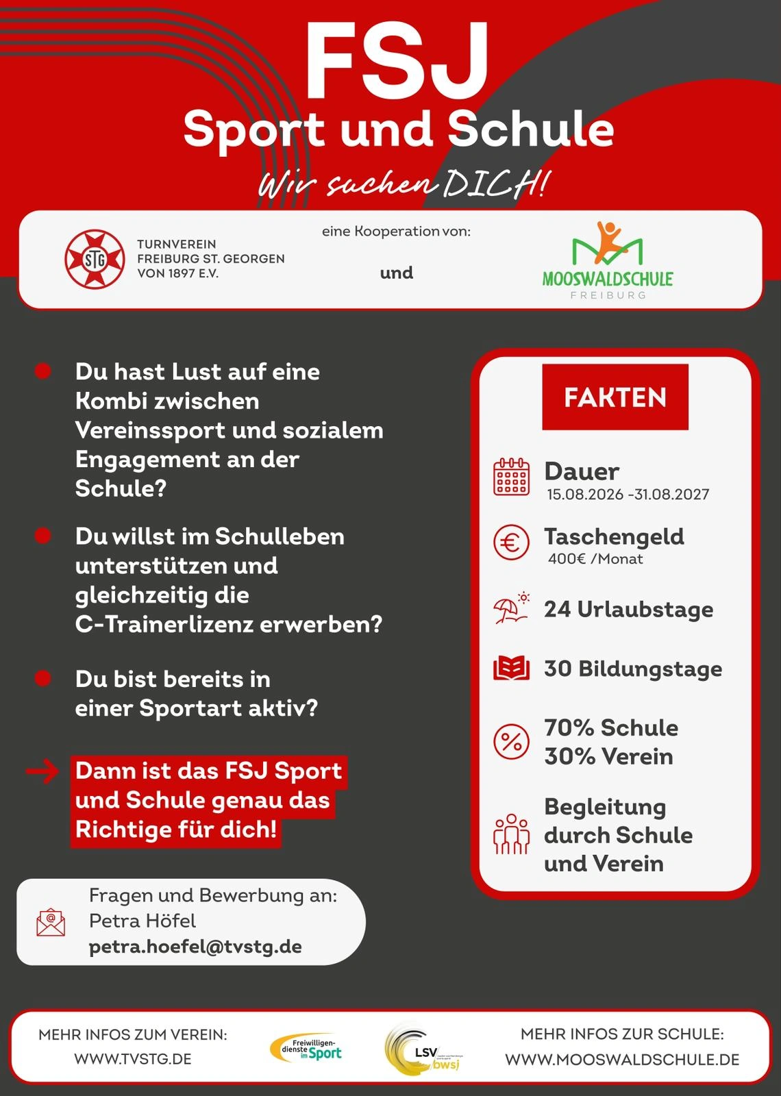 FSJ Sport und Schule: WIR SUCHEN DICH - Bewerbungsfrist ist 31.12.2025 - Image 1